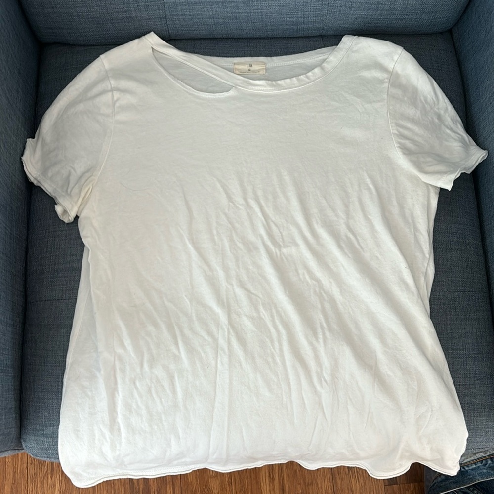 Anthropologie T.La Distressed White Tee
